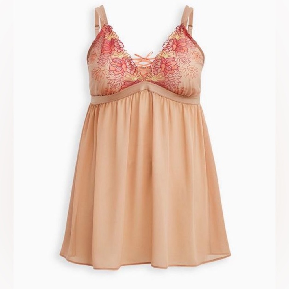 Torrid Multicolor Floral Mesh Embroidered Babydoll Size 2X (18/20)